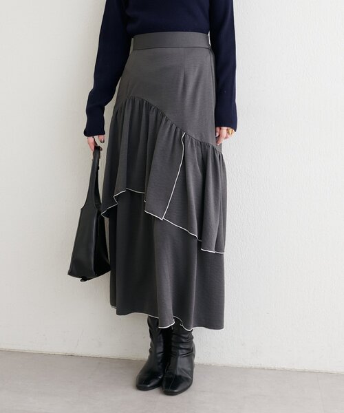 natural couture(ナチュラルクチュール)の「裾パイピングスカート(スカート・レディース・その他1/その他2/チャコールグレー/アイボリー・FREE)」の18枚目の写真