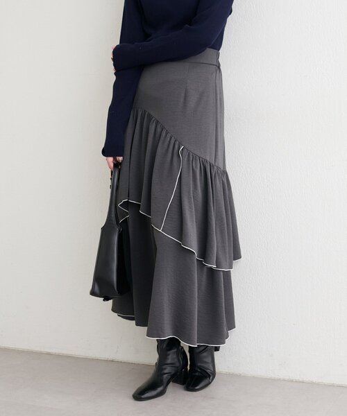 natural couture(ナチュラルクチュール)の「裾パイピングスカート(スカート・レディース・その他1/その他2/チャコールグレー/アイボリー・FREE)」の19枚目の写真