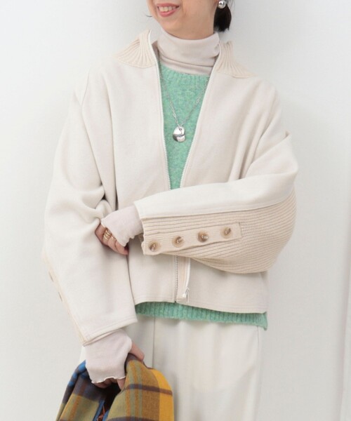 MICO COULIER（ミコクリエ）の「ニットドッキングブルゾン（ブルゾン・レディース・キナリ/チャコールグレー・38）」の4枚目の写真