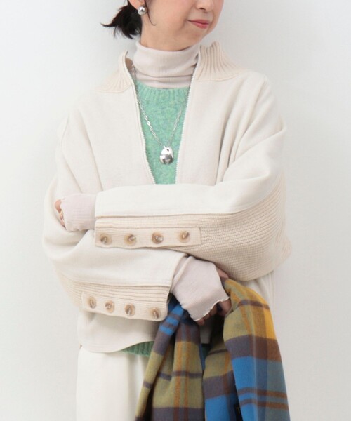 MICO COULIER（ミコクリエ）の「ニットドッキングブルゾン（ブルゾン・レディース・キナリ/チャコールグレー・38）」の6枚目の写真