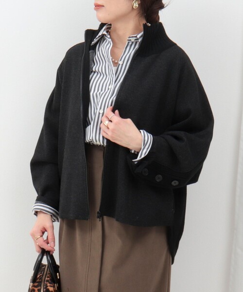 MICO COULIER（ミコクリエ）の「ニットドッキングブルゾン（ブルゾン・レディース・キナリ/チャコールグレー・38）」の12枚目の写真