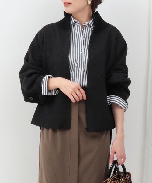 MICO COULIER（ミコクリエ）の「ニットドッキングブルゾン（ブルゾン・レディース・キナリ/チャコールグレー・38）」の14枚目の写真