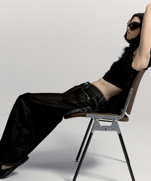 セール】Embroied Nonfade Denim Pants Black（デニムパンツ