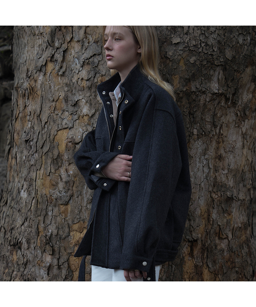 Belted Wool Half Jacket [Charcoal]（その他アウター）｜DEHEVE