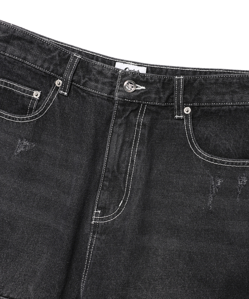 Cavish(カビシ)の「WASHED DENIM CARGO PANTS BLACK(CV2EFUD111A)(デニムパンツ・レディース・ブラック・SMALL/MEDIUM/LARGE)」の3枚目の写真
