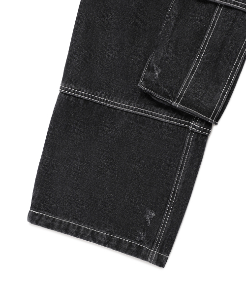 Cavish(カビシ)の「WASHED DENIM CARGO PANTS BLACK(CV2EFUD111A)(デニムパンツ・レディース・ブラック・SMALL/MEDIUM/LARGE)」の5枚目の写真