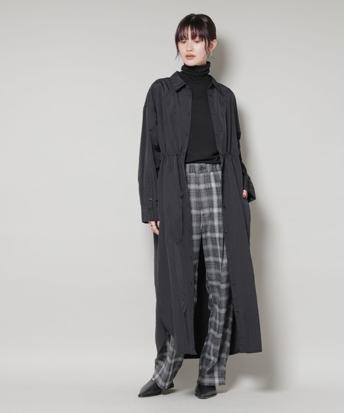 NANO universe(ナノユニバース)の「ナイロンタッサードロストシャツワンピース(シャツワンピース・レディース・ブラック/キャメル/ダークベージュ・FREE)」の14枚目の写真