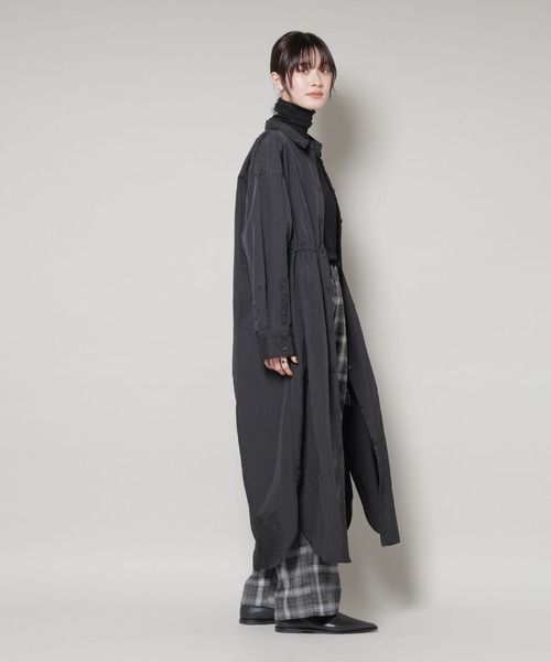 NANO universe(ナノユニバース)の「ナイロンタッサードロストシャツワンピース(シャツワンピース・レディース・ブラック/キャメル/ダークベージュ・FREE)」の18枚目の写真