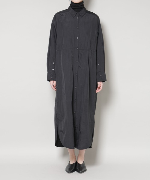 NANO universe(ナノユニバース)の「ナイロンタッサードロストシャツワンピース(シャツワンピース・レディース・ブラック/キャメル/ダークベージュ・FREE)」の20枚目の写真