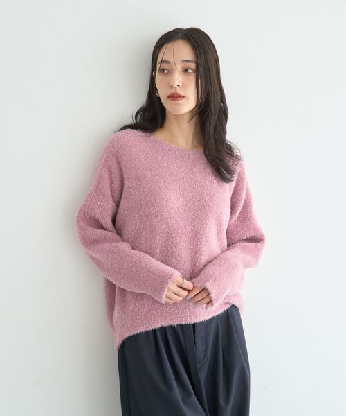 YECCA VECCA（イェッカヴェッカ）の「ラメシャギードルマンニット（ニット/セーター・レディース・ピンク/ライトブルー/アイボリー/オレンジ・FREE）」の3枚目の写真