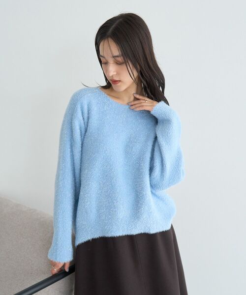 YECCA VECCA（イェッカヴェッカ）の「ラメシャギードルマンニット（ニット/セーター・レディース・ピンク/ライトブルー/アイボリー/オレンジ・FREE）」の20枚目の写真