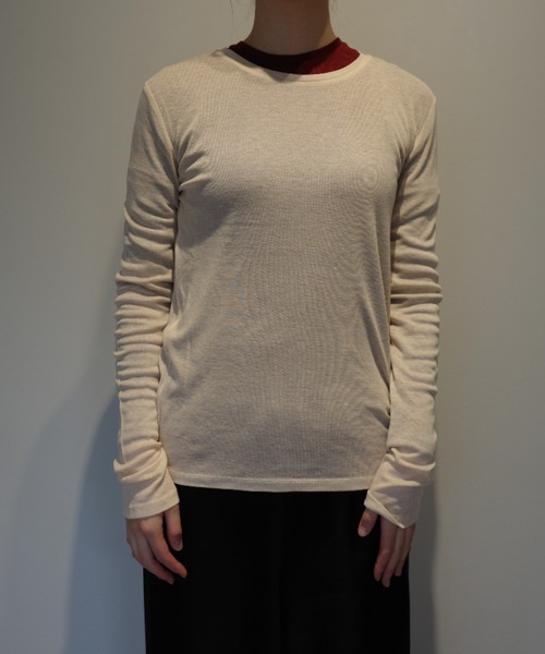 CLANE(クラネ)の「CLANE SHEER LAYERED CUT TOPS(Tシャツ/カットソー・レディース・その他/ベージュ/ブラック・2/1)」の3枚目の写真