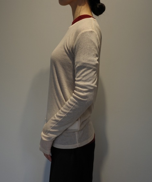 CLANE(クラネ)の「CLANE SHEER LAYERED CUT TOPS(Tシャツ/カットソー・レディース・その他/ベージュ/ブラック・2/1)」の9枚目の写真