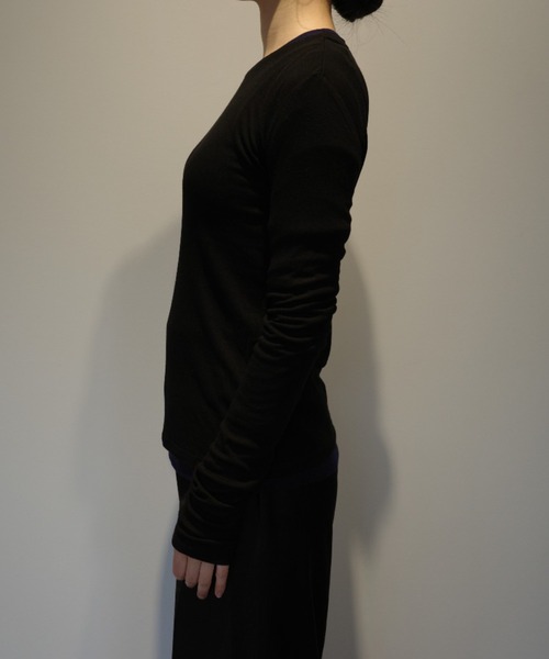 CLANE(クラネ)の「CLANE SHEER LAYERED CUT TOPS(Tシャツ/カットソー・レディース・その他/ベージュ/ブラック・2/1)」の7枚目の写真