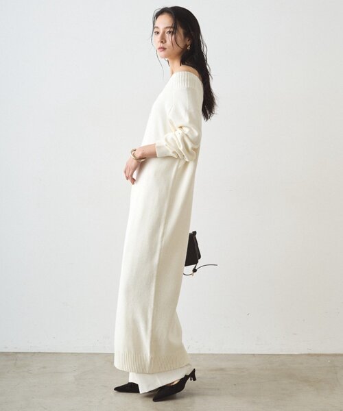 LOUNGEDRESS(ラウンジドレス)の「ハイスリットニットワンピース(ワンピース・レディース・ネイビー/オフホワイト・FREE)」の8枚目の写真