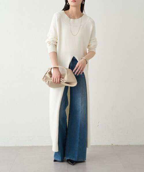 LOUNGEDRESS(ラウンジドレス)の「ハイスリットニットワンピース(ワンピース・レディース・ネイビー/オフホワイト・FREE)」の20枚目の写真