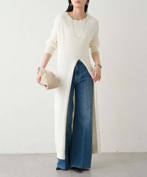 LOUNGEDRESS(ラウンジドレス)の「ハイスリットニットワンピース(ワンピース・レディース・ネイビー/オフホワイト・FREE)」の21枚目の写真