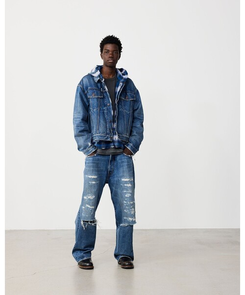 BEAMS(ビームス)の「ダメージ フード チェック シャツ【ワイドショートフィット】(シャツ/ブラウス・メンズ・ブラック/ネイビー・S/M/L/XL)」の12枚目の写真