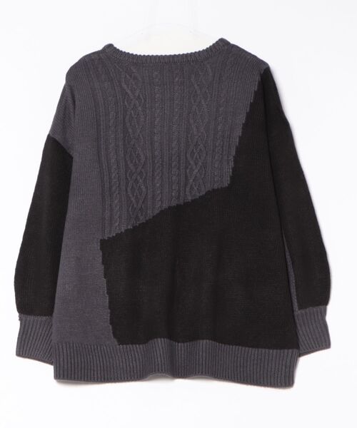 WORLD WIDE LOVE!（ワールドワイドラブ）の「GO FOR IT ! パネル配色編みプルオーバー（ニット/セーター・レディース・グリーン/ブルー/ブラック・1）」の15枚目の写真