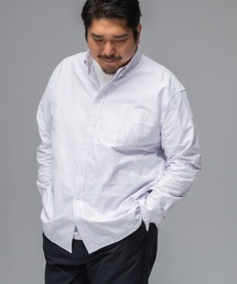 シャツ メンズ 大きいサイズ オックスフォード ストライプ ボタンダウン 長袖 クラシックシャツ オフィスカジュアル オーバーサイズシャツ