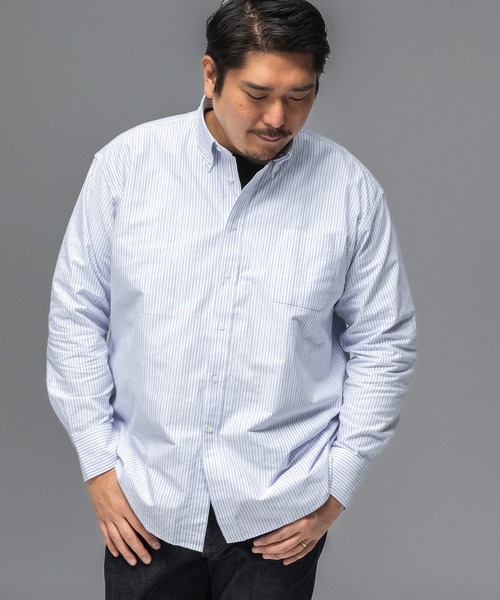 B&T CLUB(ビーティークラブ)の「シャツ メンズ 大きいサイズ オックスフォード ストライプ ボタンダウン 長袖 クラシックシャツ オフィスカジュアル オーバーサイズシャツ(シャツ/ブラウス・メンズ・グリーン/ピンク/イエロー/ブルー・X1(3L~4L)/X3(6L~7L)/X2(4L~5L))」の21枚目の写真