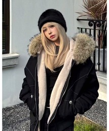 フェイクファー付き裏ボアブルゾン