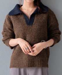 バイカラーニットトップス