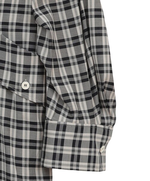 CLANE（クラネ）の「【CLANE/クラネ】UP POCKET CHECK SHIRT ONEPIECE/アップポケットチェックシャツワンピース（シャツワンピース・レディース・ブラック・1）」の4枚目の写真