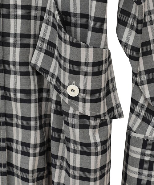 CLANE（クラネ）の「【CLANE/クラネ】UP POCKET CHECK SHIRT ONEPIECE/アップポケットチェックシャツワンピース（シャツワンピース・レディース・ブラック・1）」の6枚目の写真