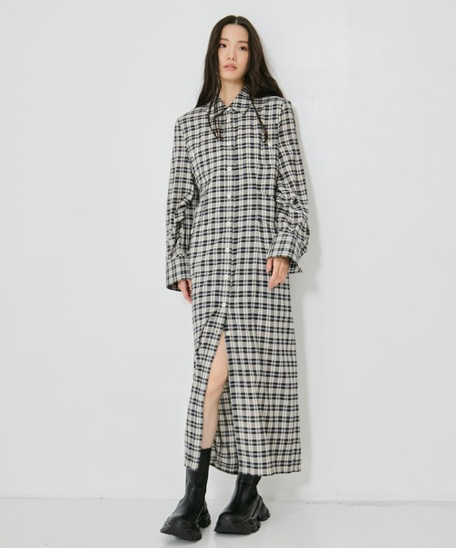 CLANE/クラネ】UP POCKET CHECK SHIRT ONEPIECE/アップポケット