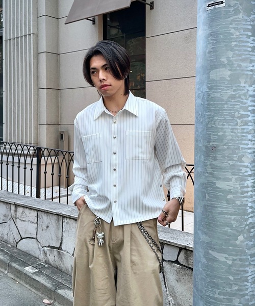 MandO（Auntie Rosa）（エムオー）の「レギュラーカラーサイドスリット釦デザインシャツ/ストライプシャツ（シャツ/ブラウス・メンズ・ブルー系その他2/ホワイト系その他/ブルー系その他・MEDIUM/LARGE）」の5枚目の写真