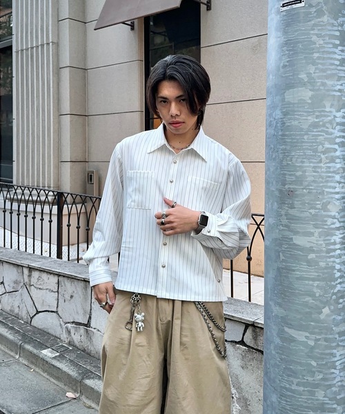 MandO（Auntie Rosa）（エムオー）の「レギュラーカラーサイドスリット釦デザインシャツ/ストライプシャツ（シャツ/ブラウス・メンズ・ブルー系その他2/ホワイト系その他/ブルー系その他・MEDIUM/LARGE）」の7枚目の写真