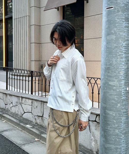 MandO（Auntie Rosa）（エムオー）の「レギュラーカラーサイドスリット釦デザインシャツ/ストライプシャツ（シャツ/ブラウス・メンズ・ブルー系その他2/ホワイト系その他/ブルー系その他・MEDIUM/LARGE）」の8枚目の写真