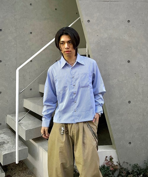 MandO（Auntie Rosa）（エムオー）の「レギュラーカラーサイドスリット釦デザインシャツ/ストライプシャツ（シャツ/ブラウス・メンズ・ブルー系その他2/ホワイト系その他/ブルー系その他・MEDIUM/LARGE）」の16枚目の写真