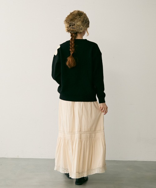 Crisp(クリスプ)の「フラワーモチーフニット(ニット/セーター・レディース・アイボリー/ブラック・FREE)」の7枚目の写真