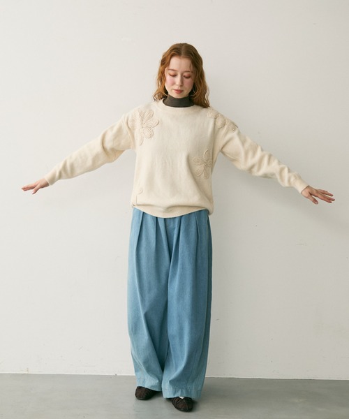 Crisp(クリスプ)の「フラワーモチーフニット(ニット/セーター・レディース・アイボリー/ブラック・FREE)」の17枚目の写真