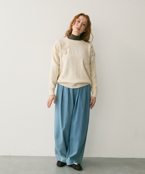 Crisp(クリスプ)の「フラワーモチーフニット(ニット/セーター・レディース・アイボリー/ブラック・FREE)」の18枚目の写真