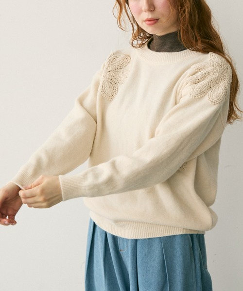 Crisp(クリスプ)の「フラワーモチーフニット(ニット/セーター・レディース・アイボリー/ブラック・FREE)」の20枚目の写真