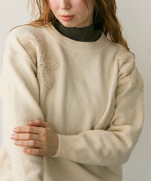 Crisp(クリスプ)の「フラワーモチーフニット(ニット/セーター・レディース・アイボリー/ブラック・FREE)」の21枚目の写真