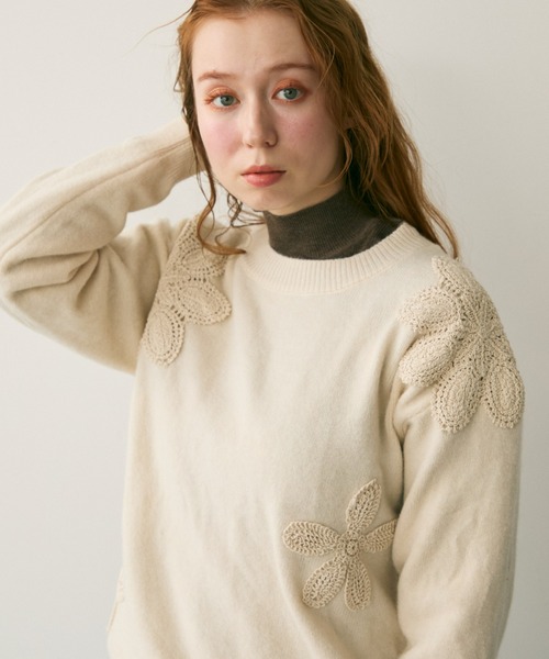 Crisp(クリスプ)の「フラワーモチーフニット(ニット/セーター・レディース・アイボリー/ブラック・FREE)」の22枚目の写真