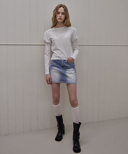 HAINT(ヘイント)の「EZEL VINTAGE MINI SKIRT_2COLORS_LIGHT BLUE(スカート・レディース・その他・S/M/L)」の4枚目の写真