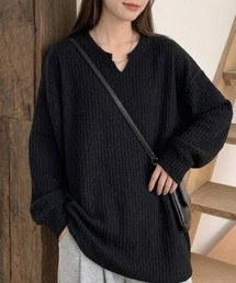 【26年春新作】キーネックワッフルルーズロンT
