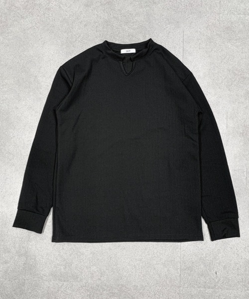 SHEPP（シープ）の「【26年春新作】キーネックワッフルルーズロンT（Tシャツ/カットソー・メンズ・ブラック/ホワイト・L/M）」の9枚目の写真