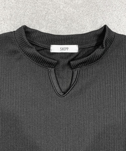 SHEPP（シープ）の「【26年春新作】キーネックワッフルルーズロンT（Tシャツ/カットソー・メンズ・ブラック/ホワイト・L/M）」の11枚目の写真