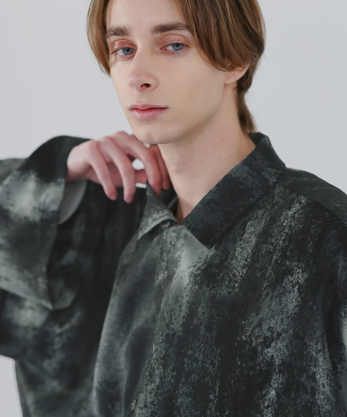 SOCCE（ソーシー）の「ルーズシルエット総柄オープンカラーシャツ（シャツ/ブラウス・メンズ・グレー/ブラック・L/M/S/XL）」の4枚目の写真