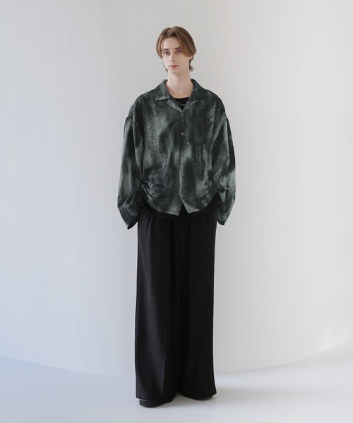 SOCCE（ソーシー）の「ルーズシルエット総柄オープンカラーシャツ（シャツ/ブラウス・メンズ・グレー/ブラック・L/M/S/XL）」の6枚目の写真