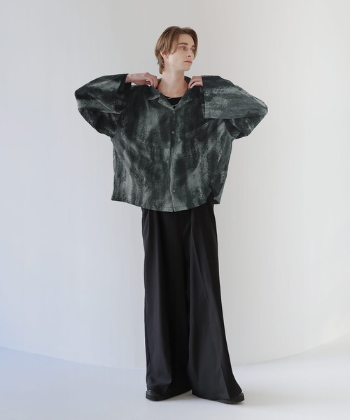 SOCCE（ソーシー）の「ルーズシルエット総柄オープンカラーシャツ（シャツ/ブラウス・メンズ・グレー/ブラック・L/M/S/XL）」の8枚目の写真