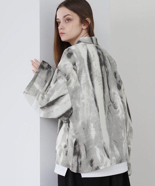 SOCCE（ソーシー）の「ルーズシルエット総柄オープンカラーシャツ（シャツ/ブラウス・メンズ・グレー/ブラック・L/M/S/XL）」の11枚目の写真