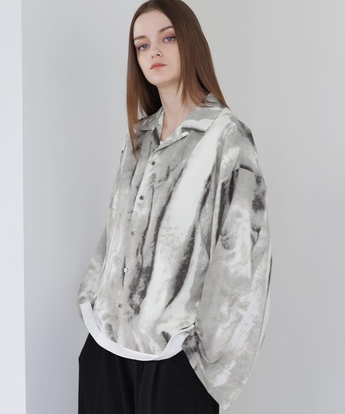 SOCCE（ソーシー）の「ルーズシルエット総柄オープンカラーシャツ（シャツ/ブラウス・メンズ・グレー/ブラック・L/M/S/XL）」の12枚目の写真