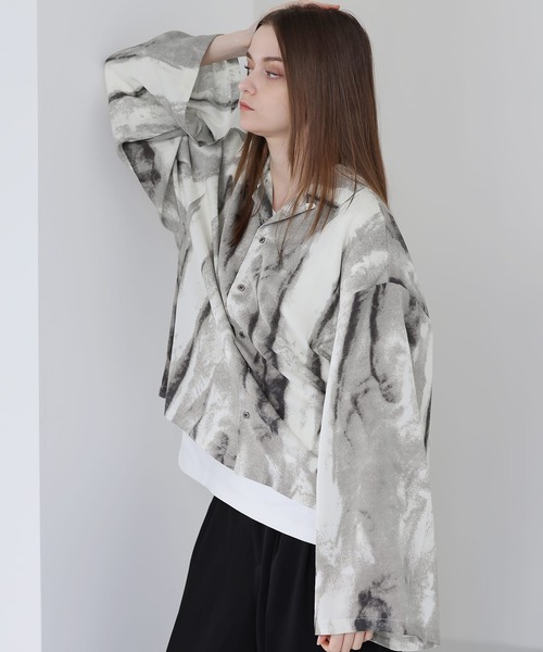 SOCCE（ソーシー）の「ルーズシルエット総柄オープンカラーシャツ（シャツ/ブラウス・メンズ・グレー/ブラック・L/M/S/XL）」の13枚目の写真